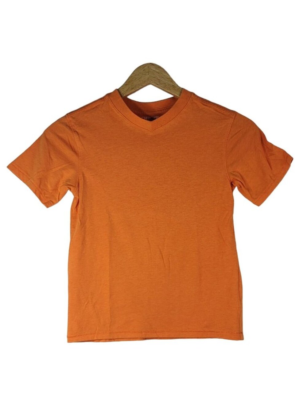 Cherokee Boys Short Sleeve T Shirt Orange SZ 6 Small V Neck Layer Solid Pullover